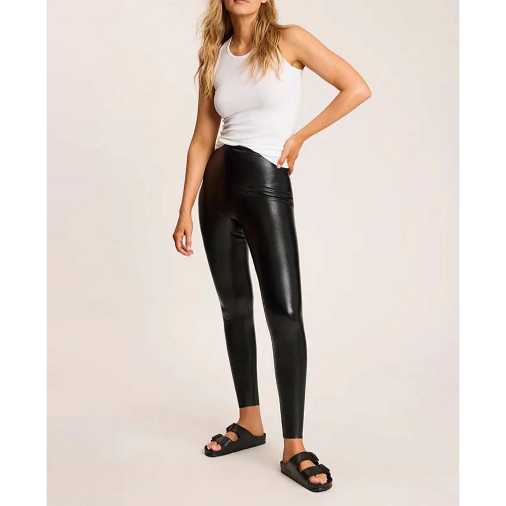 Commando Control Black Faux Leather Leggings Pants Womens M Edgy Casual Athletic